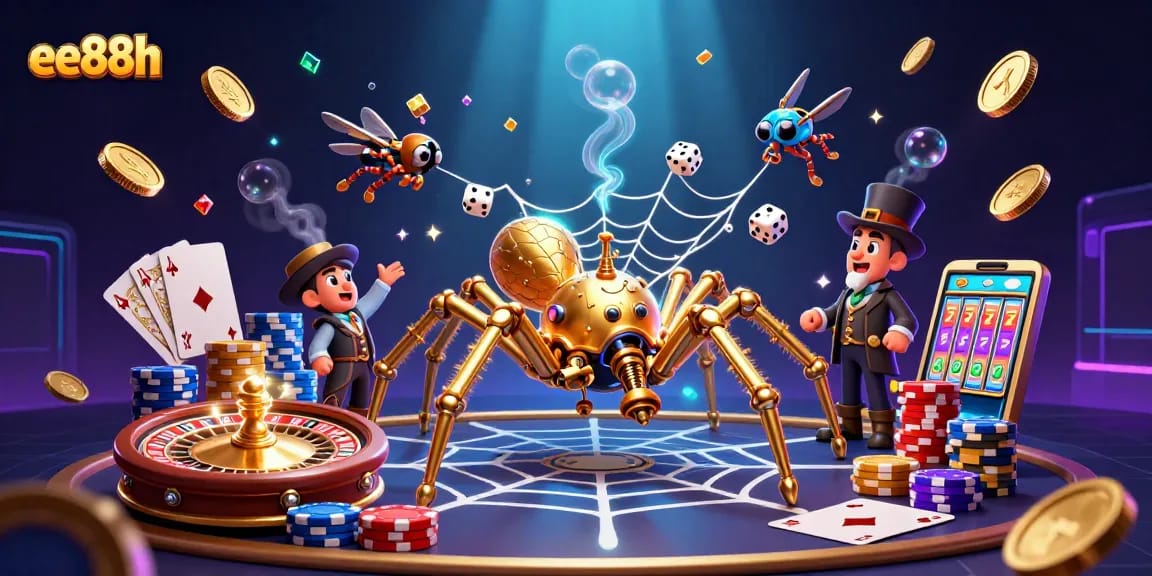 Experience thrilling gameplay at ee88h with vibrant casino elements and charming characters showcasing the excitement of online gambling.