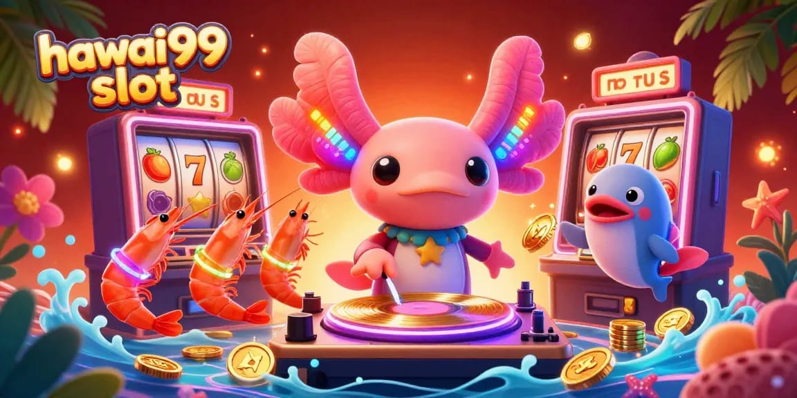 Spin the reels of hawai99 slot with vibrant characters and dynamic jackpot elements in a lively scene.