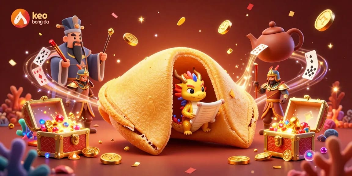 Experience keo bong da excitement with a vibrant 3D scene of golden treasures and playful dragons.