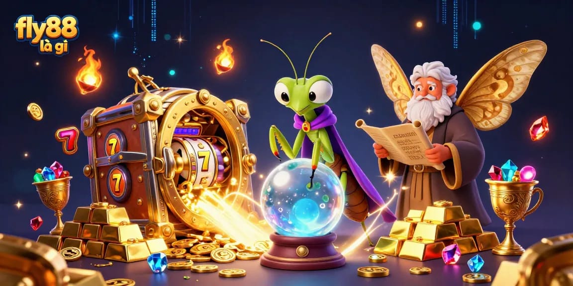 Engage in high-stakes fun with fly88 là gì, a vibrant casino world filled with treasures and fortune-telling elements.
