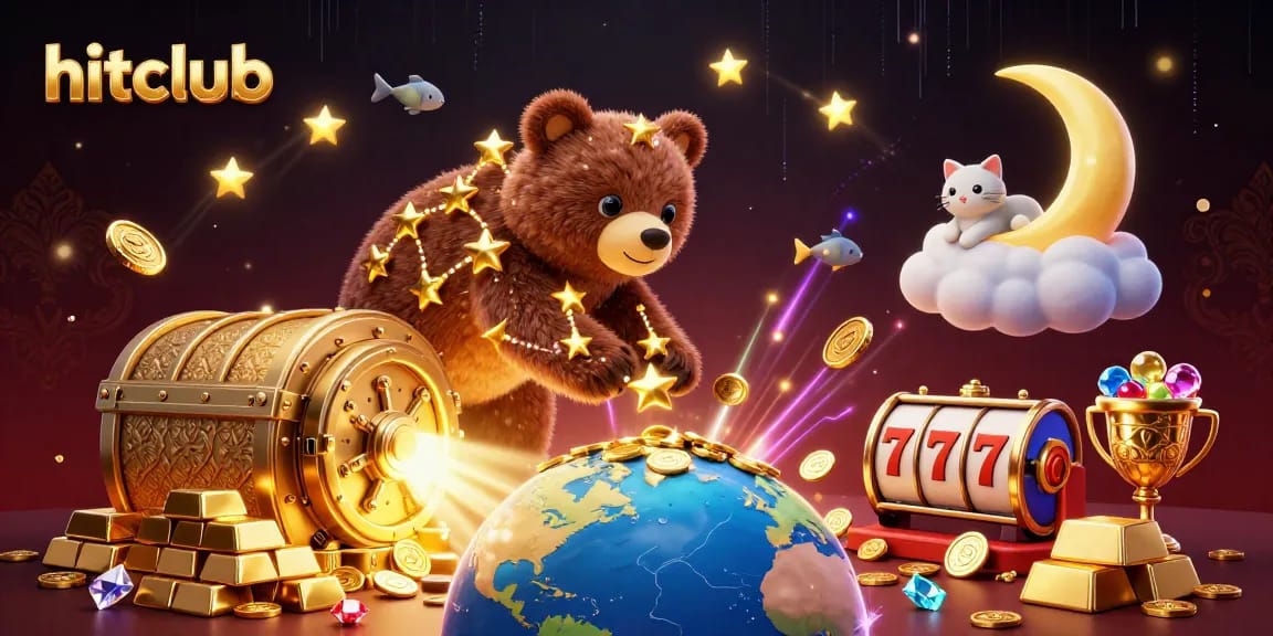 Experience hitclub’s thrilling casino adventure with golden treasures and cosmic characters immersed in excitement.