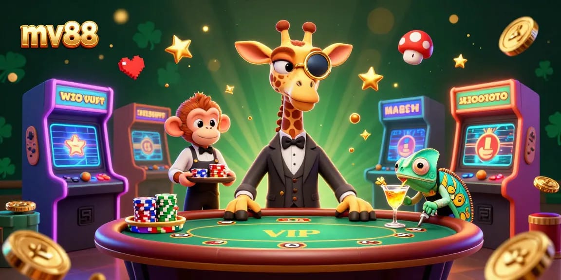 Experience thrilling gameplay at mv88 with a vibrant 3D casino scene featuring engaging characters and dynamic game elements.
