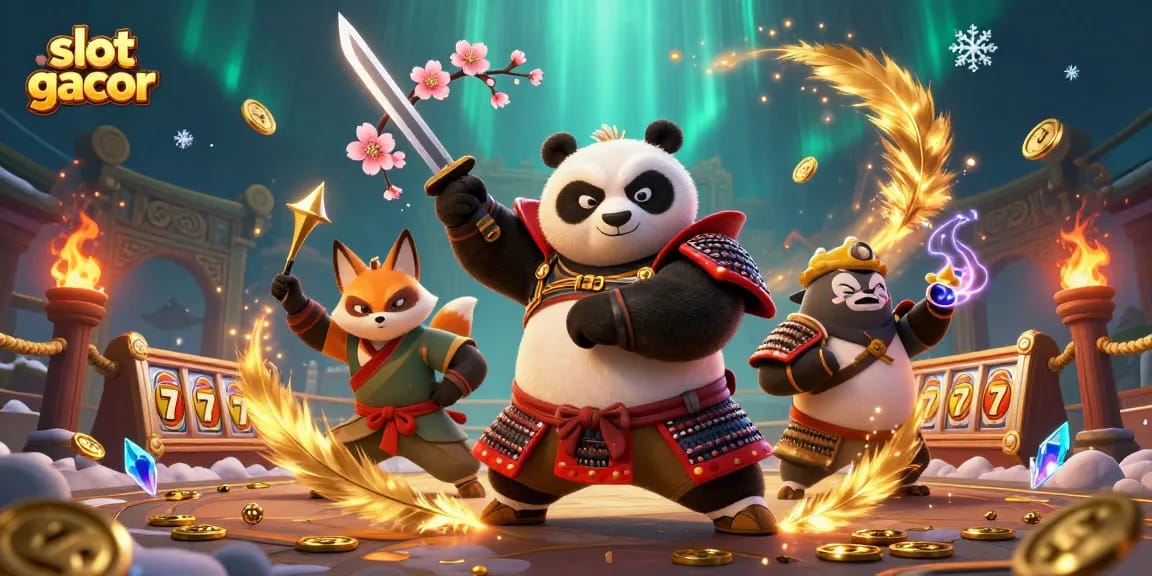 Engage in thrilling slot gacor action featuring a samurai panda, ninja fox, and magical tanuki.