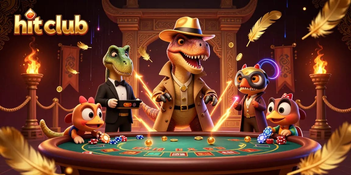 Engage in exciting casino action at hit club with vibrant 3D gaming characters at the blackjack table