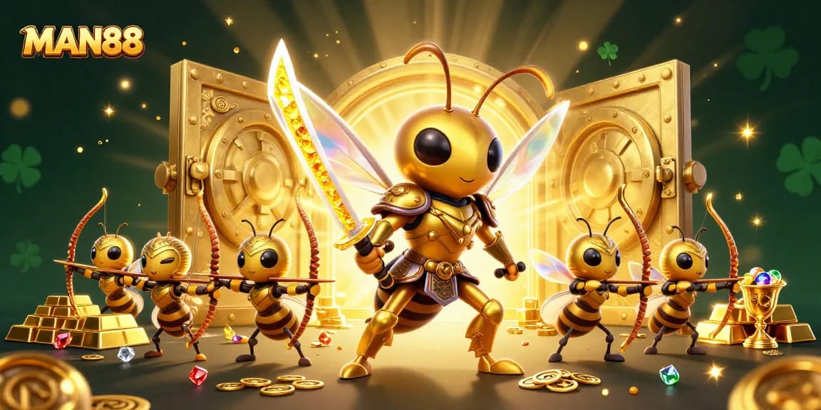 Join the excitement at MAN88 as the golden hornet leads a thrilling jackpot adventure.