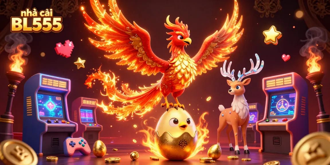 Engage in thrilling gaming at nhà cái BL555 with a vibrant 3D illustration showcasing an exciting casino atmosphere.