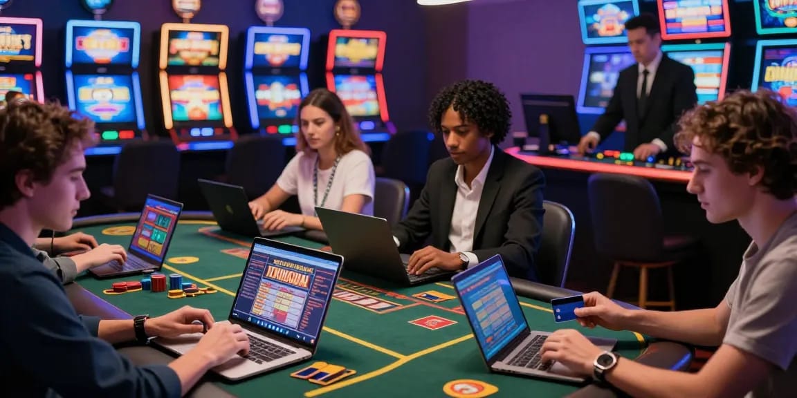 Players enjoying games at casinos that accept credit cards in a lively online environment.