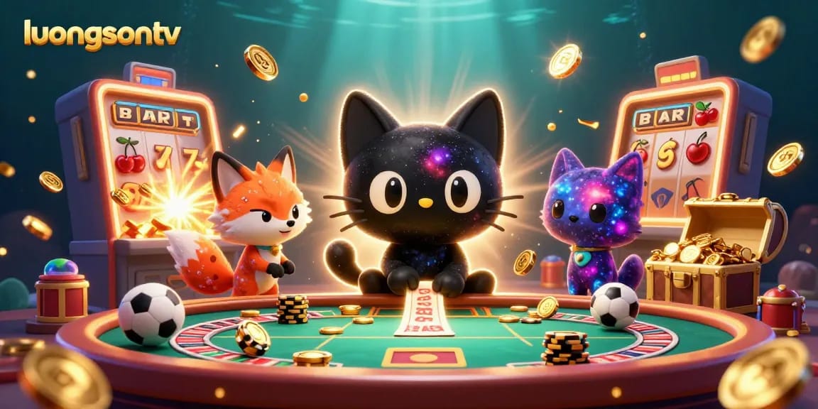 Experience thrilling sports betting action with luongsontv in a vibrant casino illustration.
