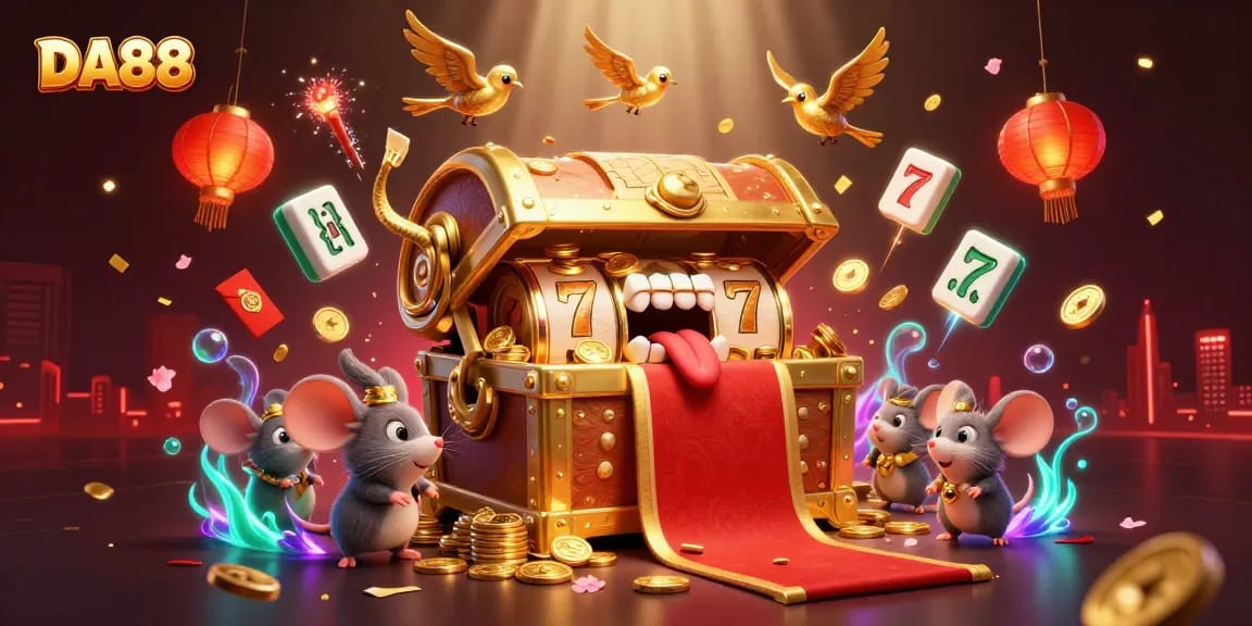 Engage in thrilling action at DA88 with a vibrant 3D slot scene featuring treasures and adventure.