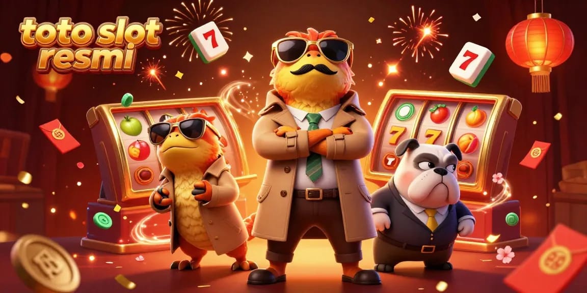 Experience winning thrills at toto slot resmi with colorful slot reels and entertaining raptors in a vibrant casino.