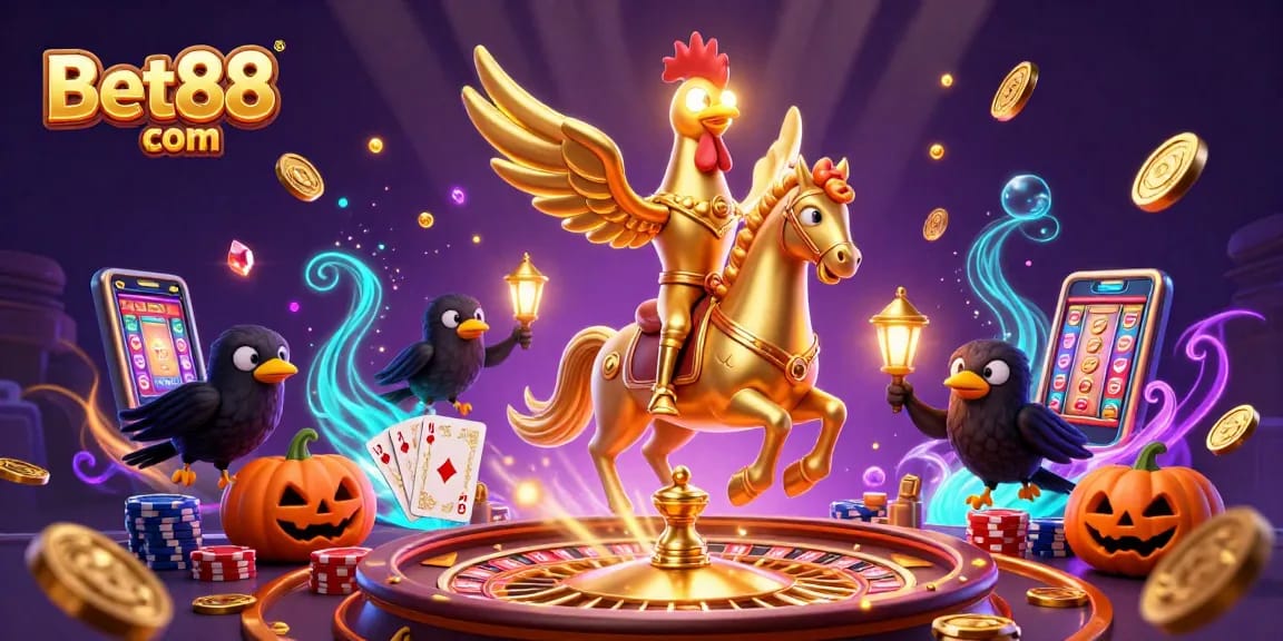 Win big with Bet88 com in a vibrant, dynamic casino scene featuring exciting gaming elements.