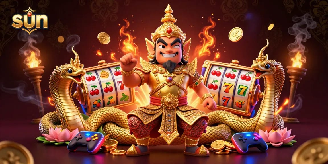 Engage with the sun-themed slot gaming experience in this vibrant 3D illustration featuring animated characters.