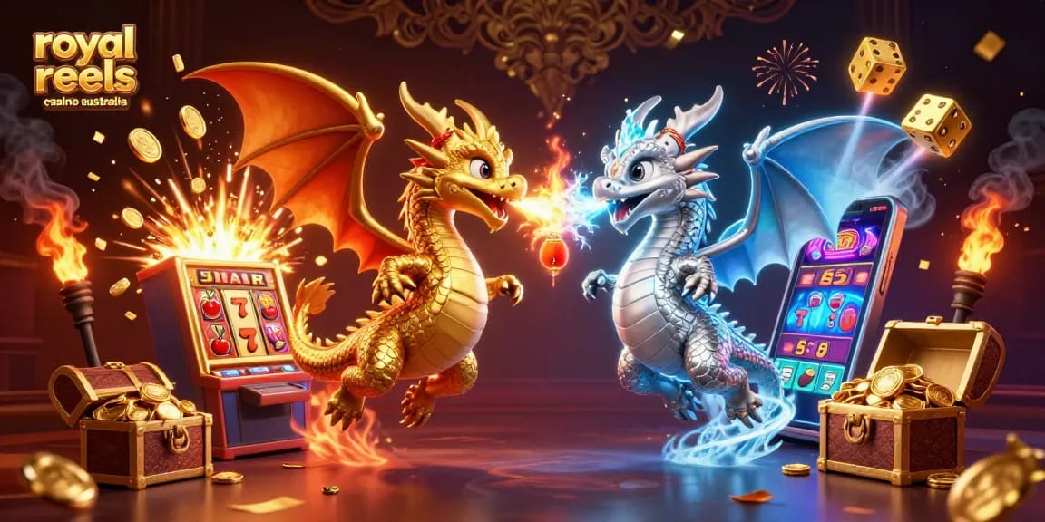 Experience the excitement of royal reels casino australia with dynamic dragons and vibrant gaming elements.