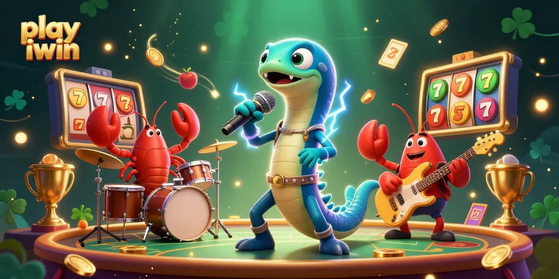 Play iwin in this vibrant casino scene with a DJ eel and lively underwater band.