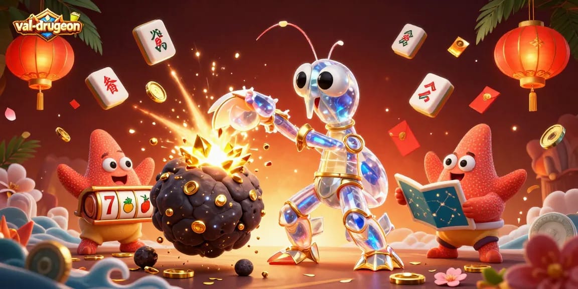 Engage with val-drugeon as a galactic samurai mantis shrimp unleashes gems and coins.