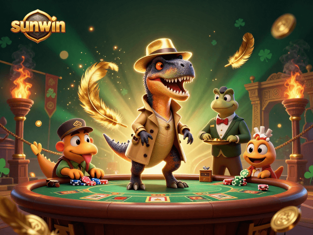 Join the thrilling action at sunwin's blackjack table with a sneaky velociraptor card counter.
