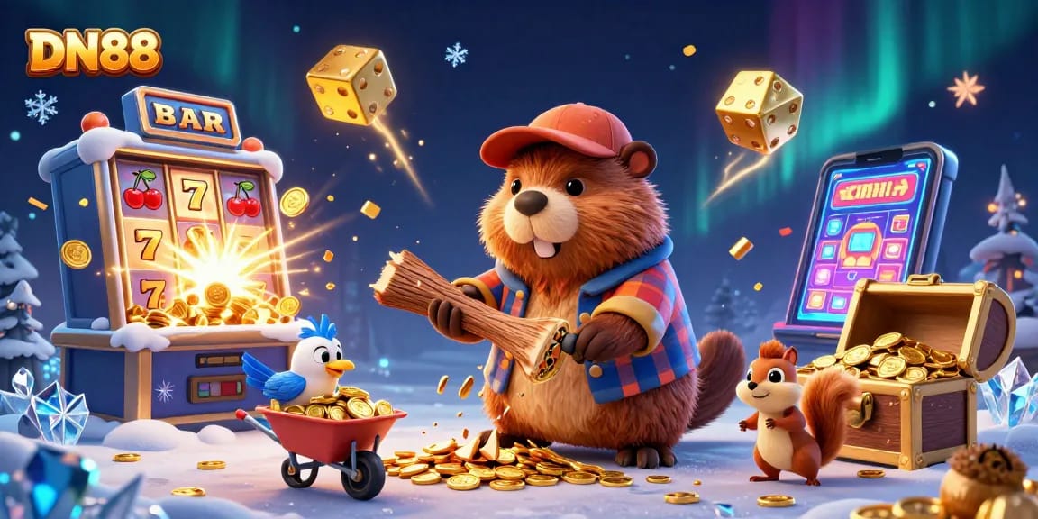 Experience the excitement of DN88 with this vibrant casino scene featuring dynamic characters and gaming action.
