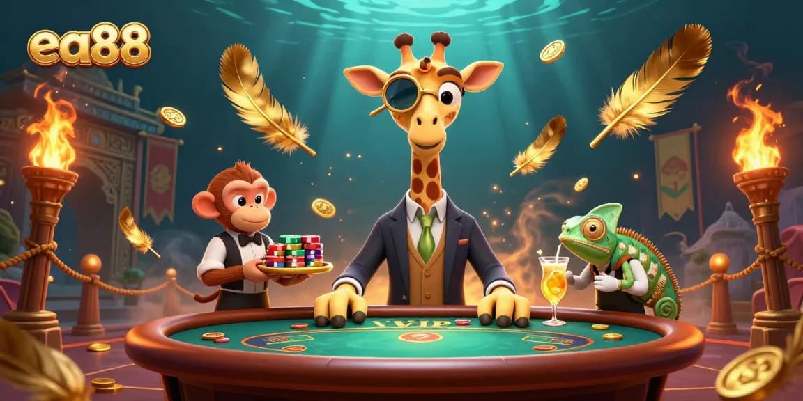 Experience thrilling gameplay at ea88 with high-roller characters and a vibrant casino atmosphere.