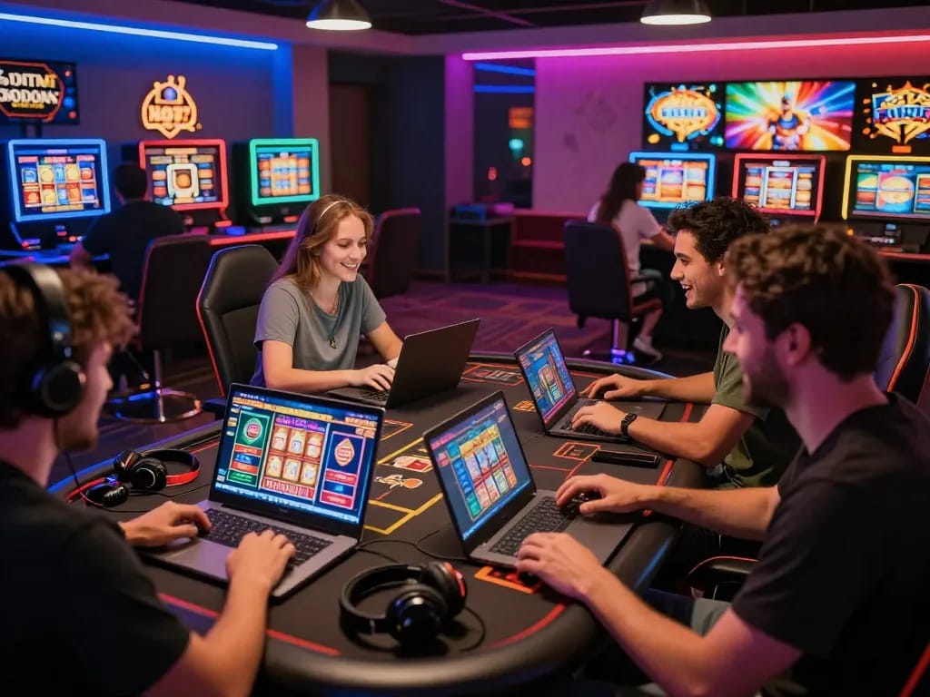 Exciting gaming atmosphere featuring players enjoying 399W online betting platform in a colorful and vibrant setup.