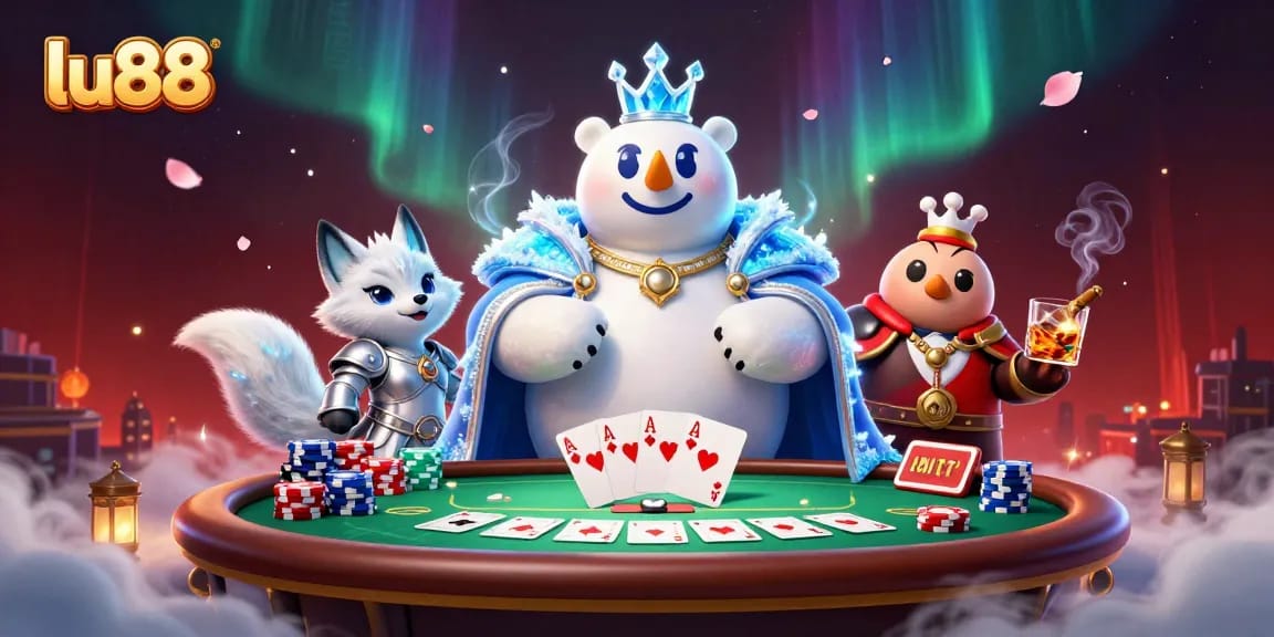 Engage with thrills at lu88's online casino featuring poker, chips, and vibrant characters.