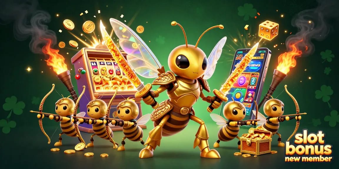 Experience the thrill of winning with the slot bonus new member at this vibrant casino-themed illustration.