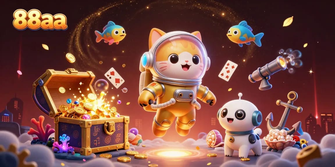 Experience thrilling gaming at 88aa with dynamic 3D illustrations of casino action and treasure!