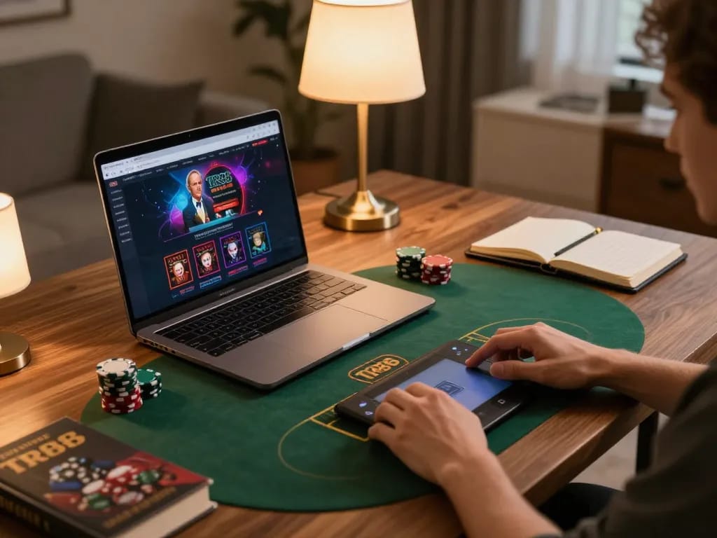 Engaging in strategic gameplay on TR88 casino platform from a comfortable home setup.