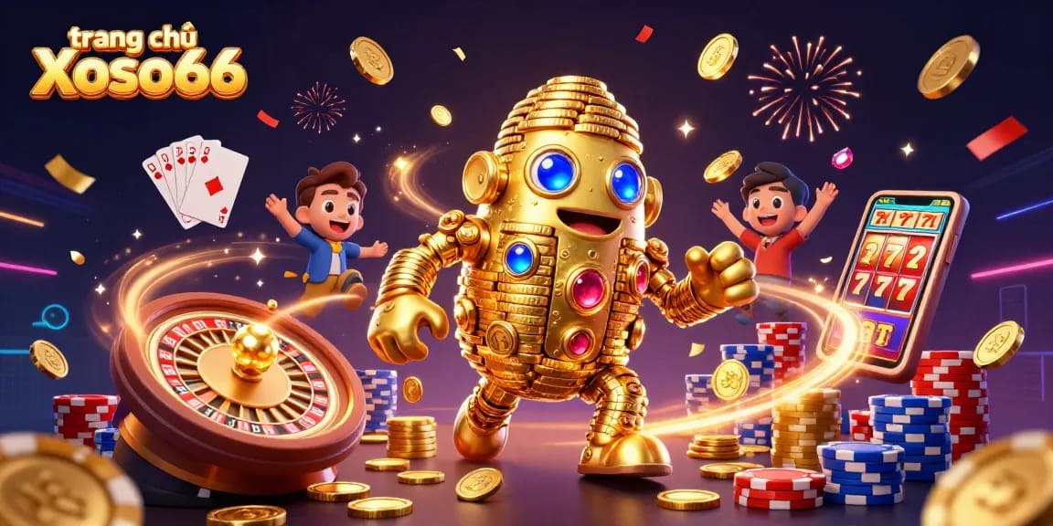 Spin and win big at trang chủ Xoso66 with golden golem and casino elements!