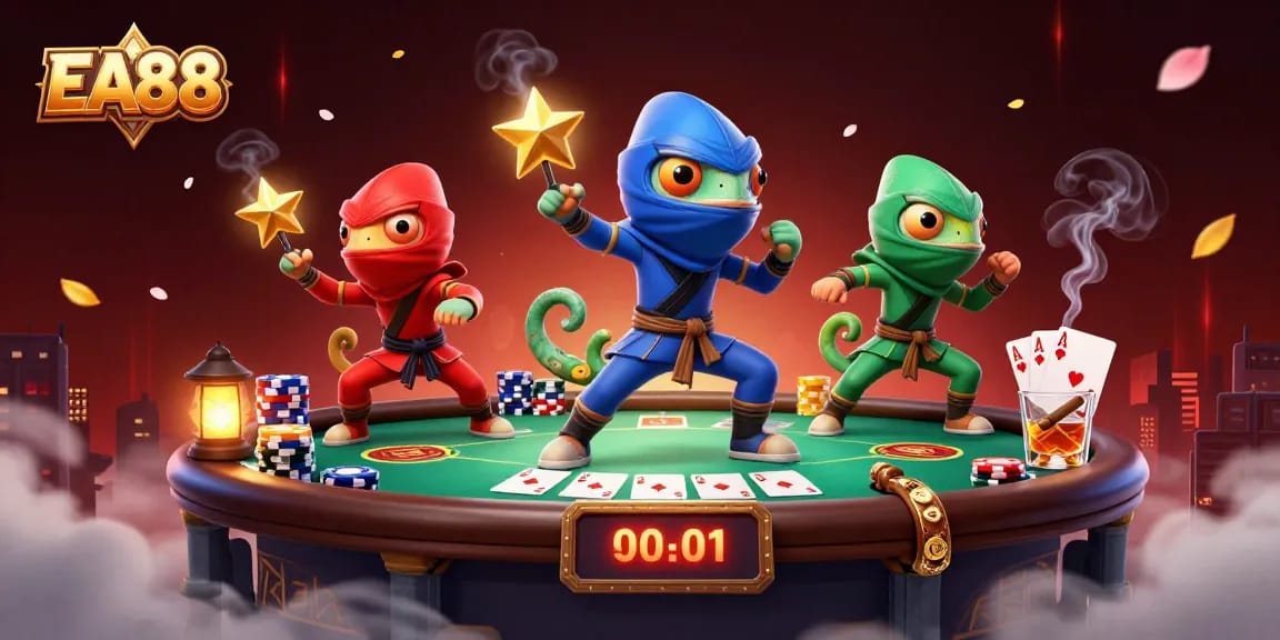 EA88 chameleons showcase exciting poker action with dynamic martial poses