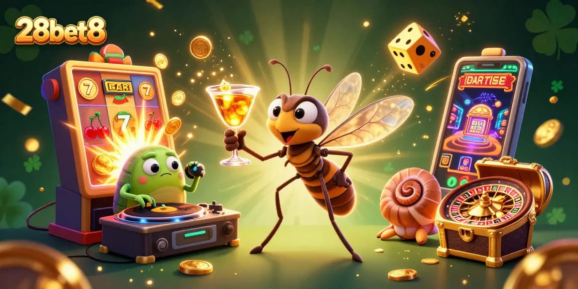 Spin the reels with excitement at 28bet8, where vibrant casino elements create a thrilling atmosphere.