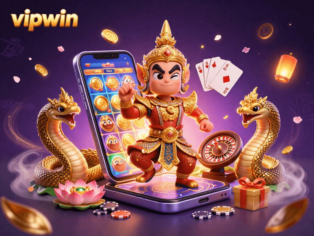 Experience thrilling gameplay and jackpots at vipwin with vibrant casino elements and exciting characters.