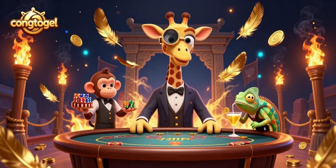 Experience the excitement of congtogel with dynamic casino elements and colorful characters.