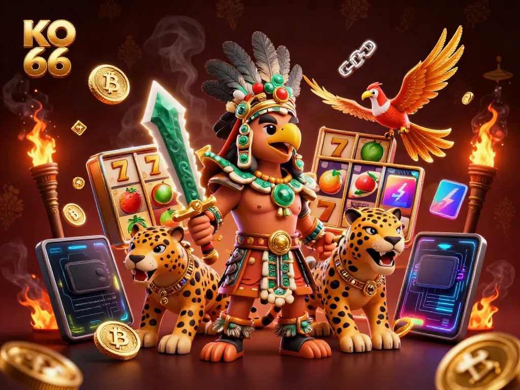Experience the excitement of KO 66 slots with vibrant characters and dynamic casino elements.