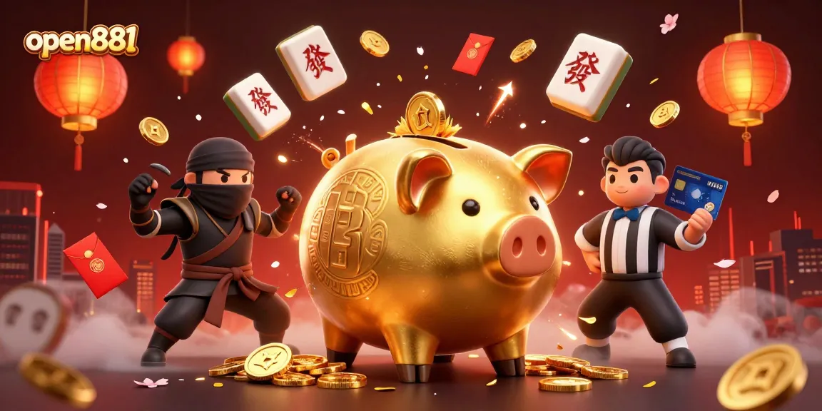 Engage in exciting gaming at open881 with a dynamic scene showcasing thrilling cartoon characters and casino elements.