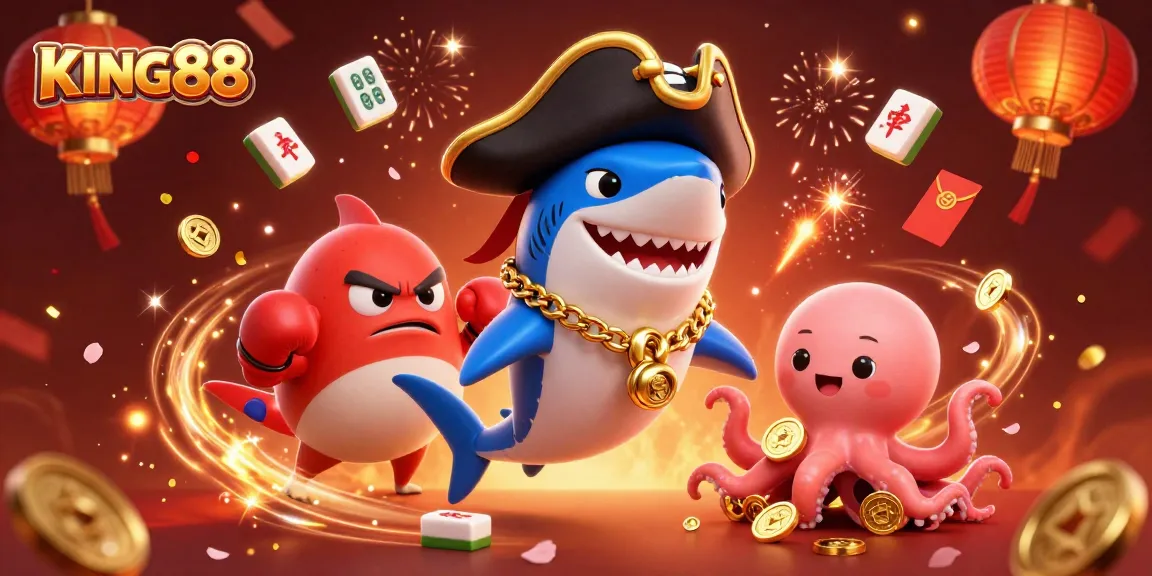 Engage in thrilling games at KING88 with colorful animated characters and dynamic casino elements