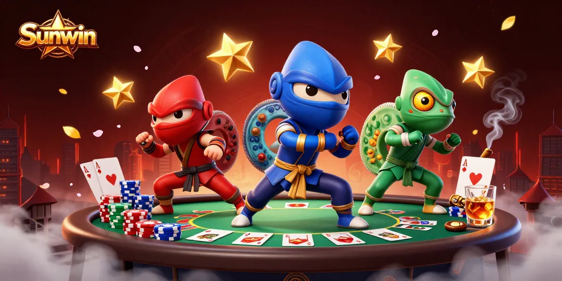 Engage in thrilling gameplay at Sunwin with ninja chameleons and colorful poker elements.