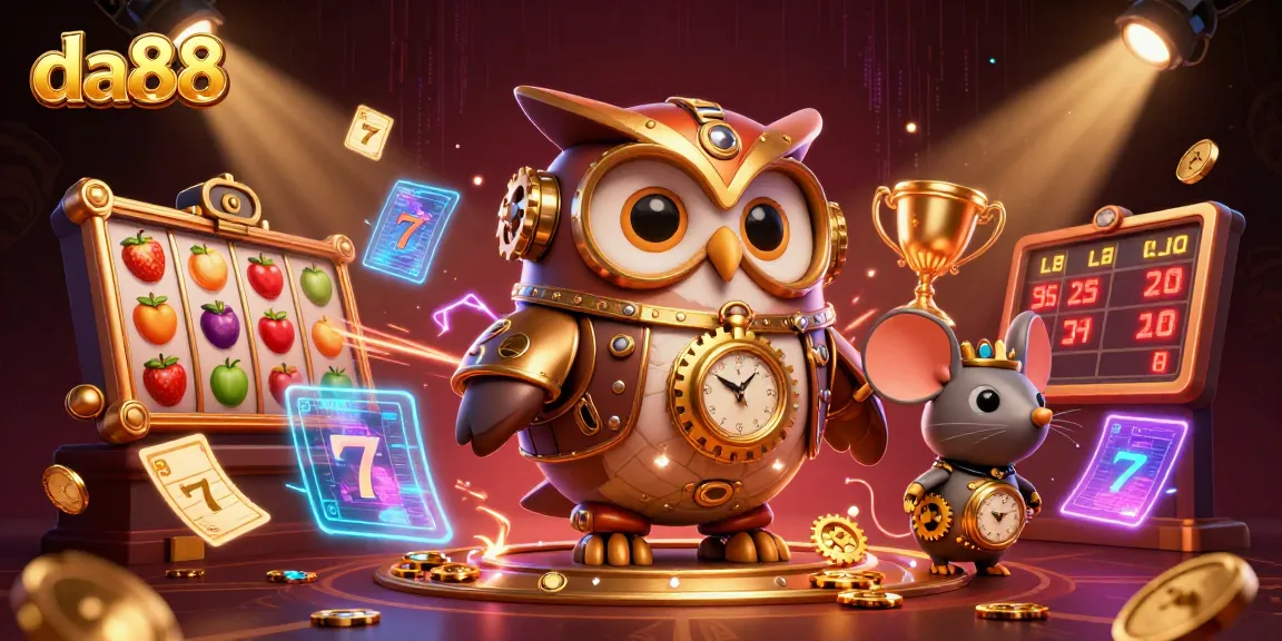 Play slots and win big at da88 with this vibrant 3D casino illustration featuring lucky symbols and exciting elements.