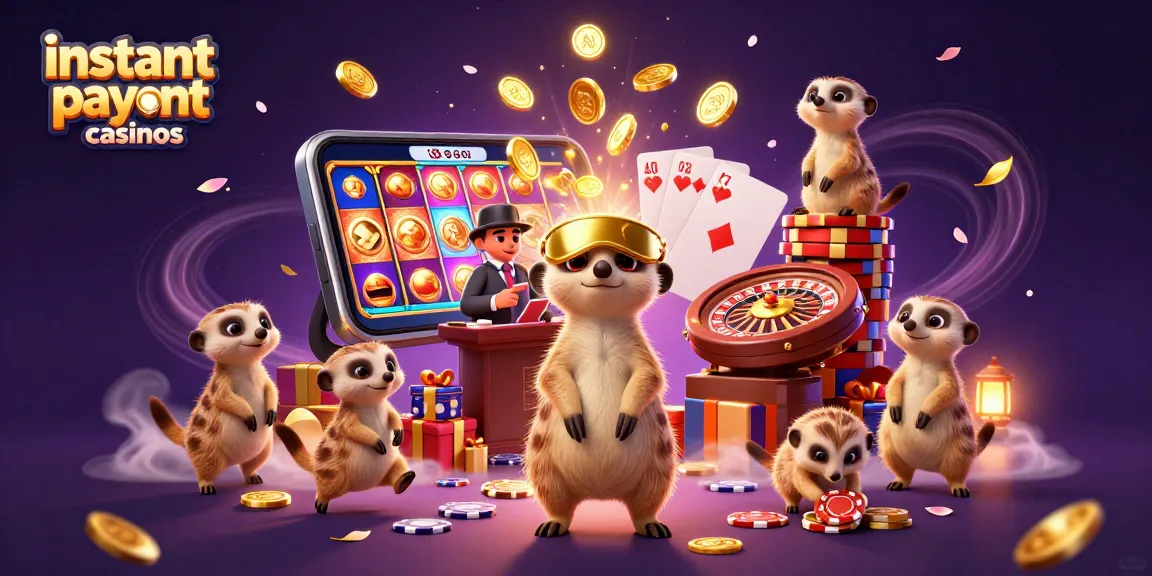 Experience instant payout casinos with captivating meerkat characters engaging in lively gaming action.