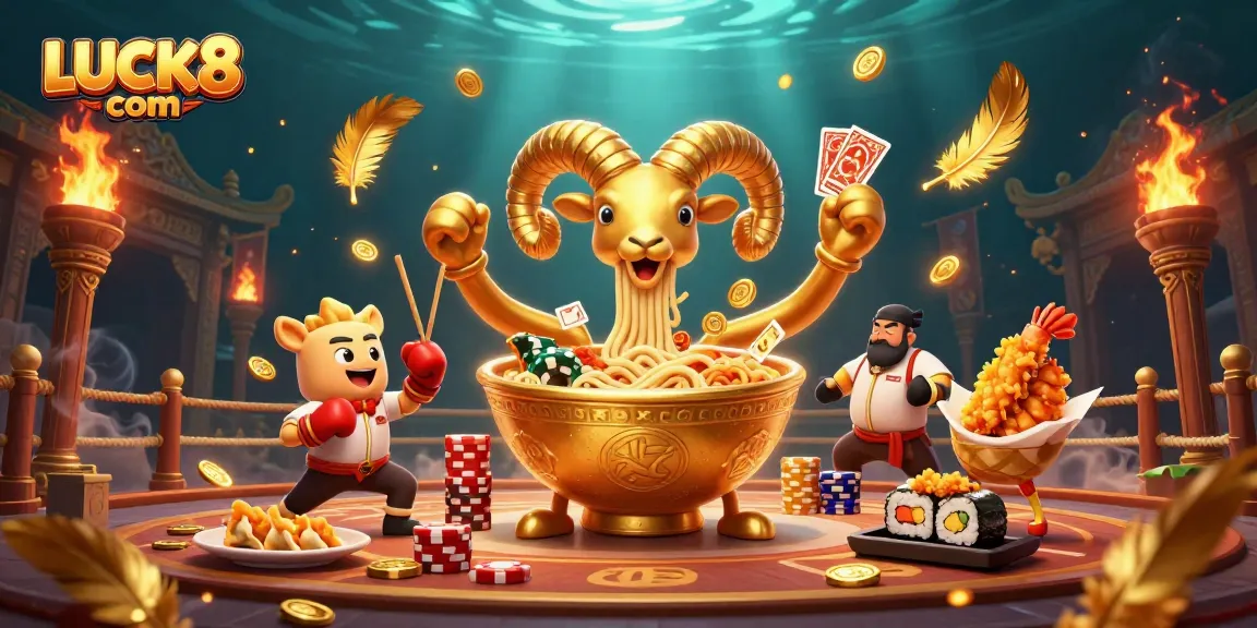 Engage in thrilling games at LUCK8 com with vibrant 3D characters in an energetic casino scene.