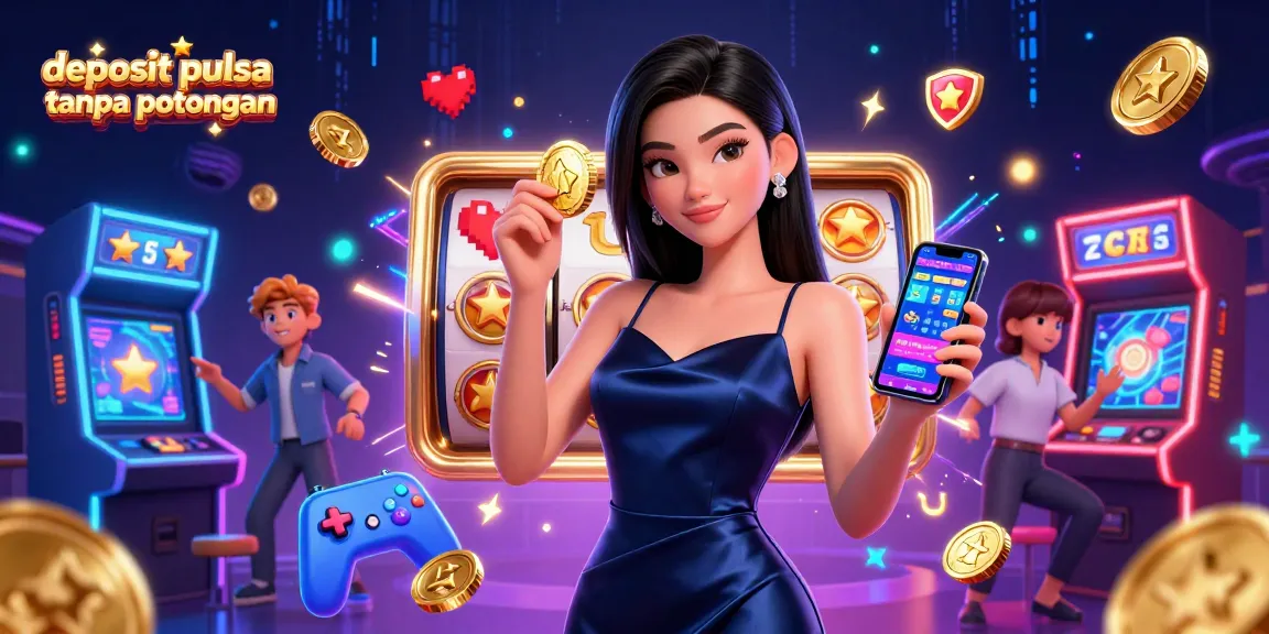 Experience thrilling wins with deposit pulsa tanpa potongan in this vibrant casino scene featuring dramatic 3D elements.