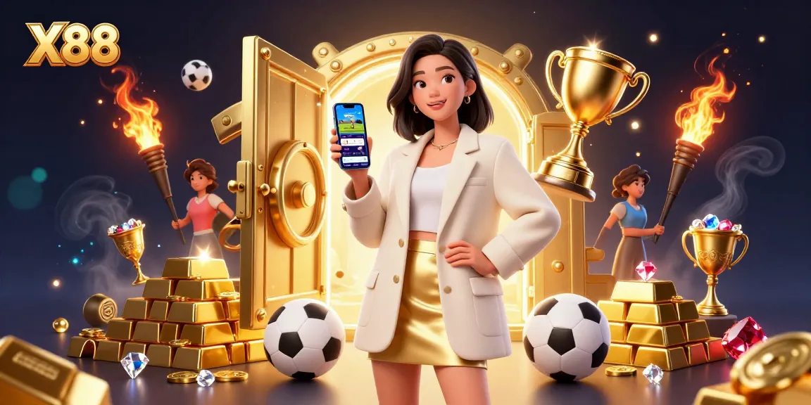 X88 captivates players with vibrant sports betting visuals and golden treasures