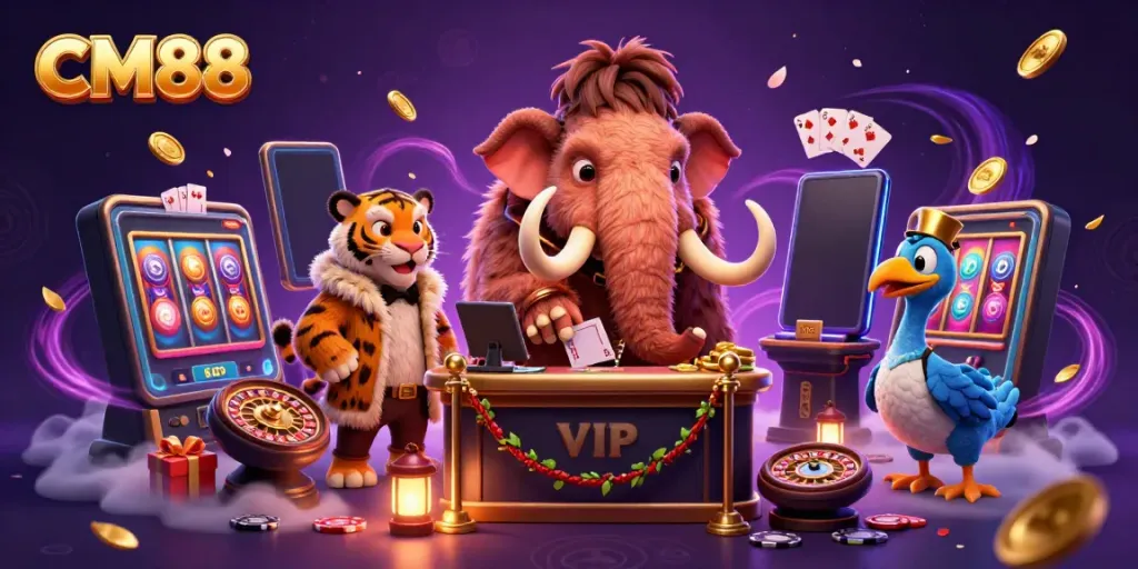 Enjoying a night at CM88 casino with vibrant characters and dynamic game elements.