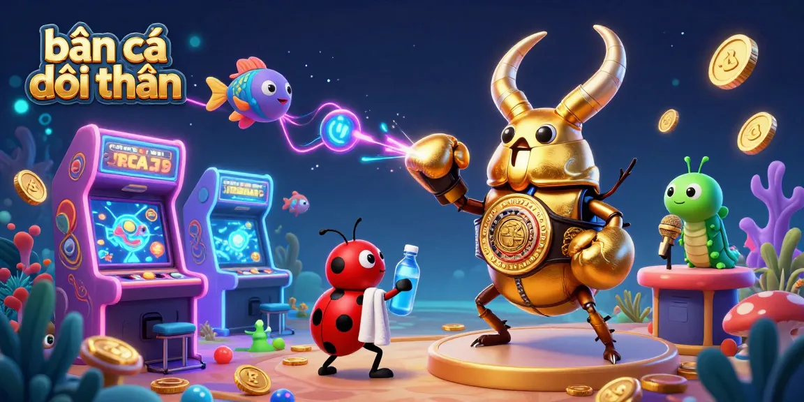bắn cá đổi thưởng game with a giant golden beetle champion and animated underwater scene