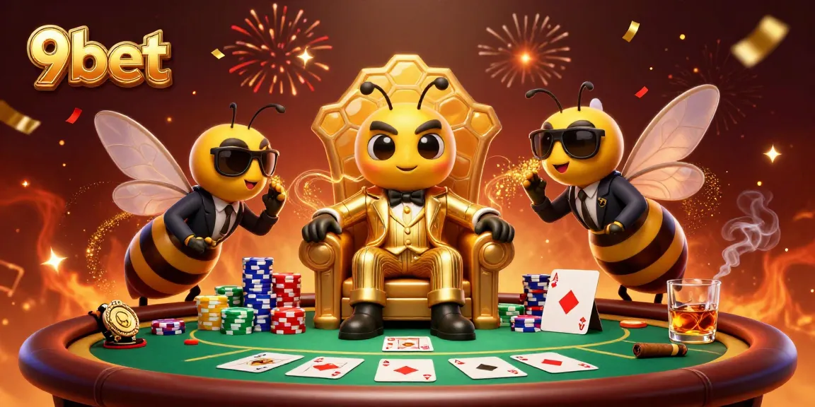 9bet mob boss overseeing a poker game with vibrant elements in a thrilling casino scene.