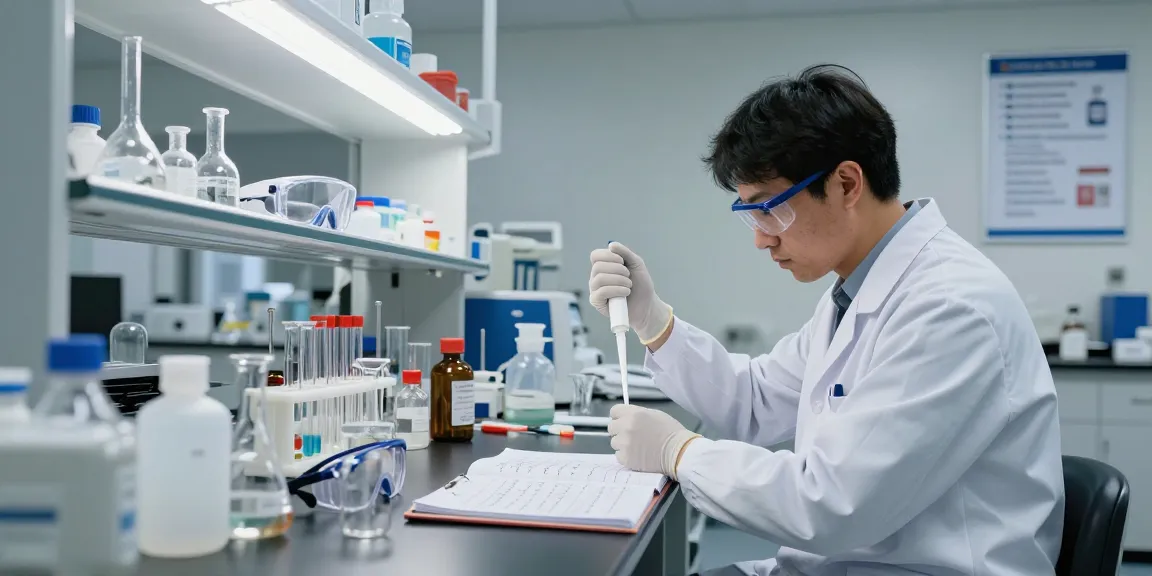 Buy nitroethane in bulk for laboratory use, showcasing a chemist handling the substance in a safe environment.