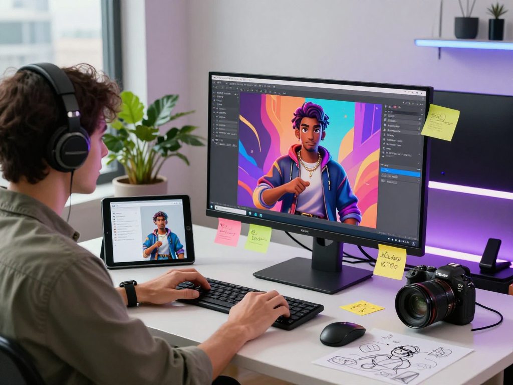 User exploring character AI NSFW features in a modern digital workspace with vibrant interface and creative elements.
