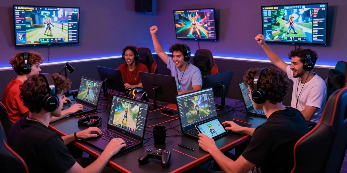 Exciting gaming setup with players engaging on Garuda303 platform in a modern lounge.