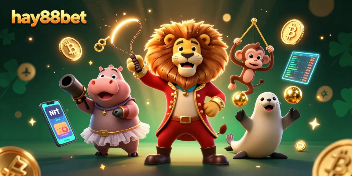 Bet big with hay88bet in a vibrant circus-themed online gambling scene