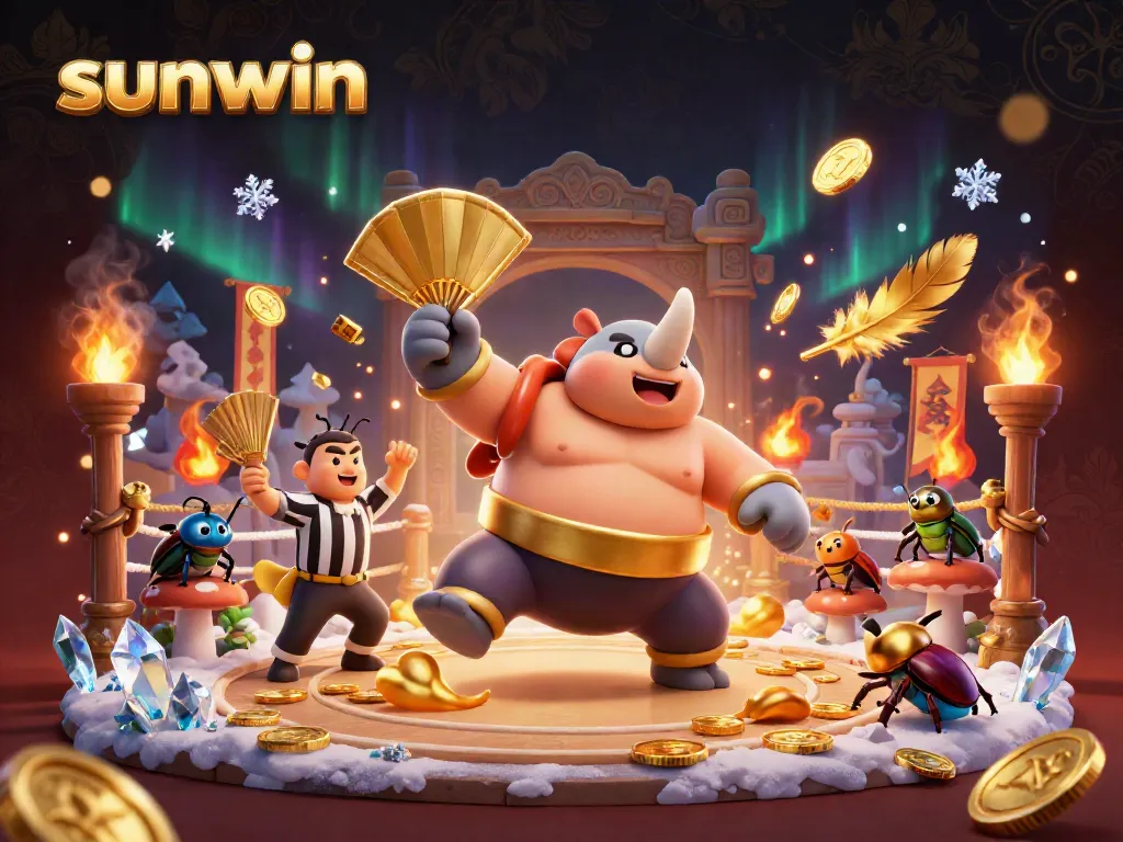 sunwin champions compete in a striking 3D illustration of a vibrant casino scene, showcasing thrilling excitement and rich visuals.
