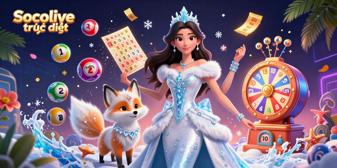 Socolive trực tiếp offers immersive sports betting experiences with vibrant illustrations of lottery elements and dynamic gaming action.